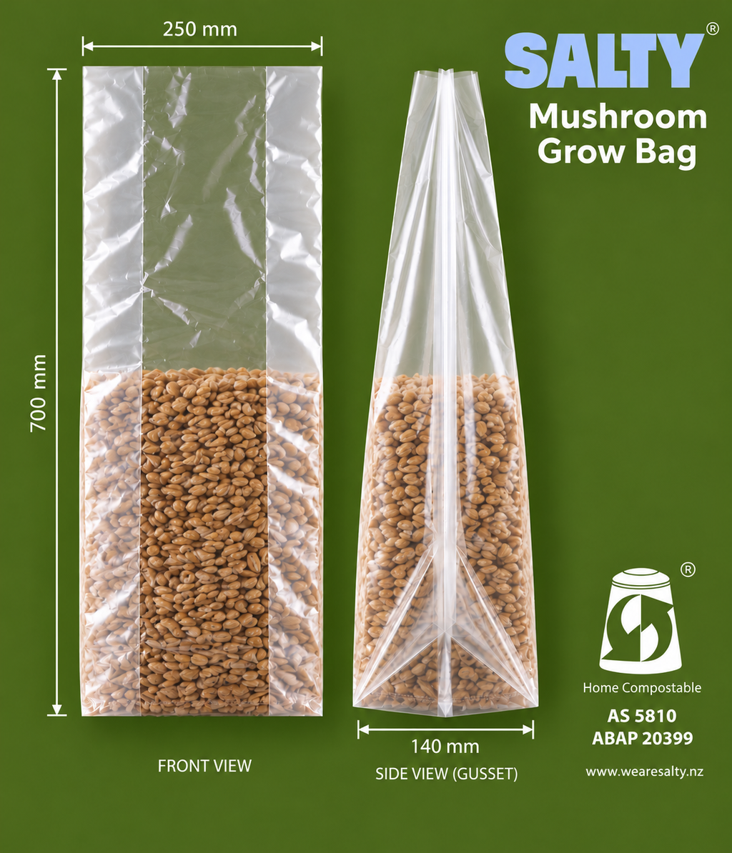 Mushroom Grow Bag | Certified AS5810 Home Compostable | NZ MADE