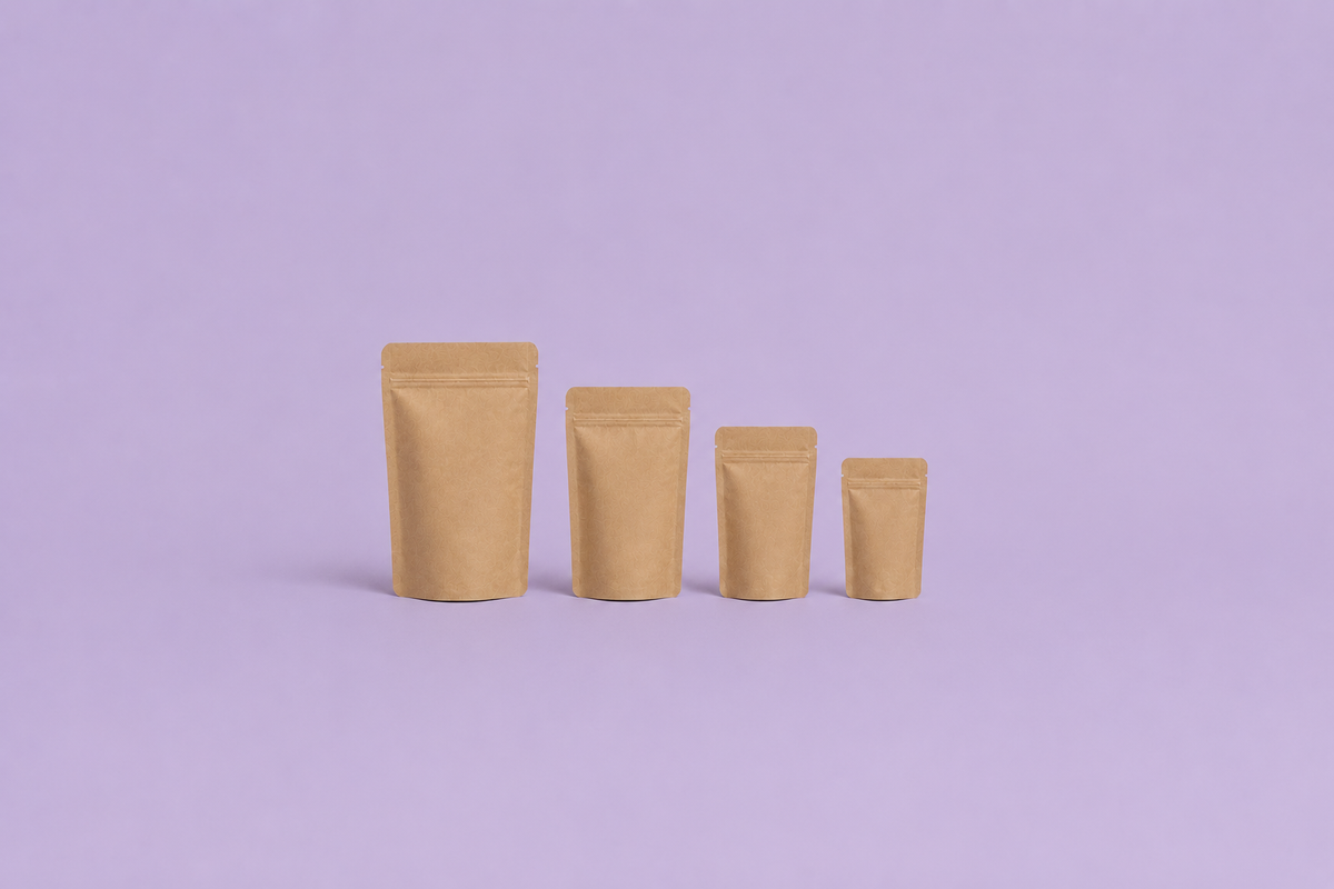 Sample Pack | KRAFT Stand Up Pouch | AS5810 Home Compostable Film