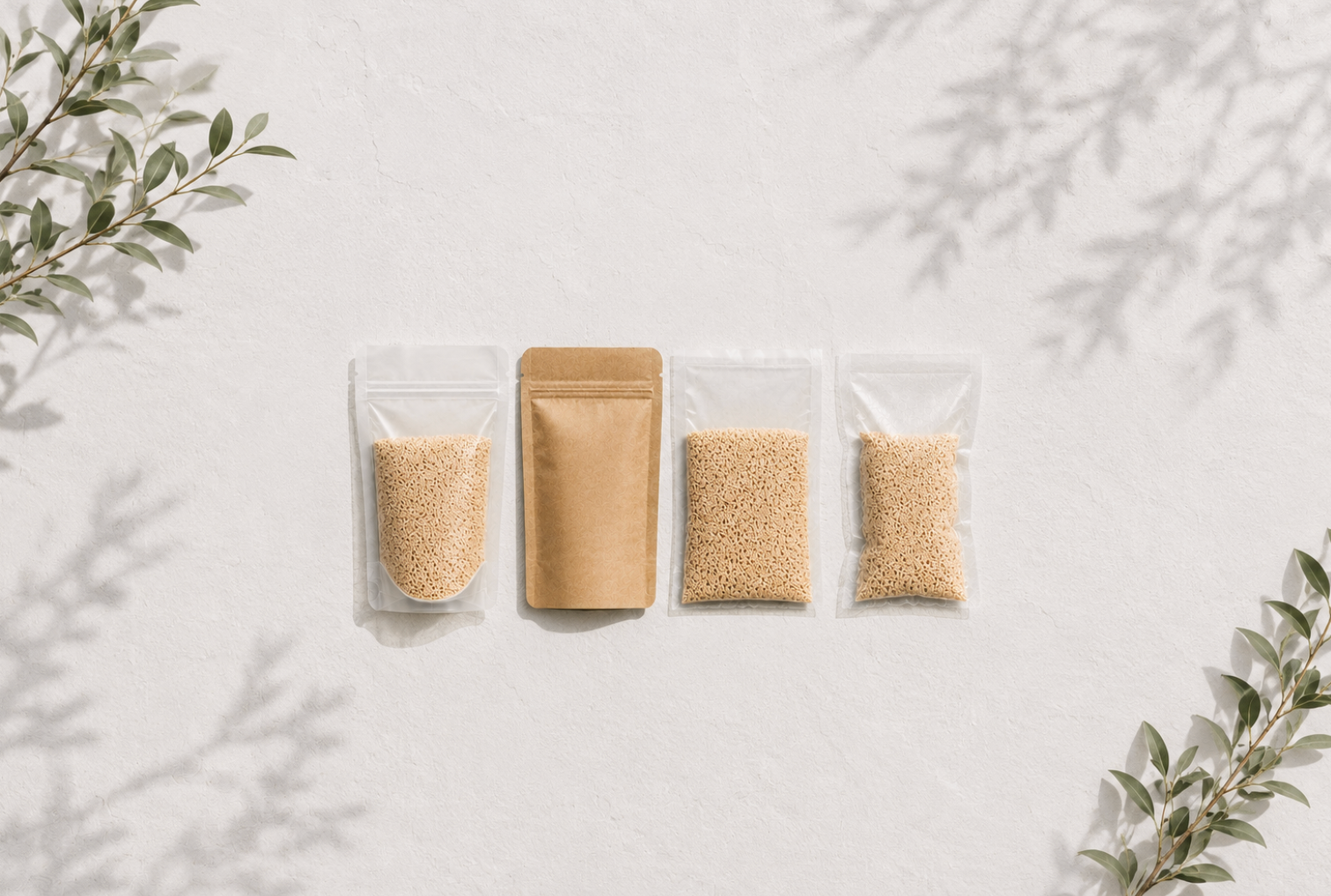 SAMPLE PACK | ALL TYPES | STAND UP POUCH / 3 SIDE SEAL / VACUUM BAG | Certified AS5810 Home Compostable Film