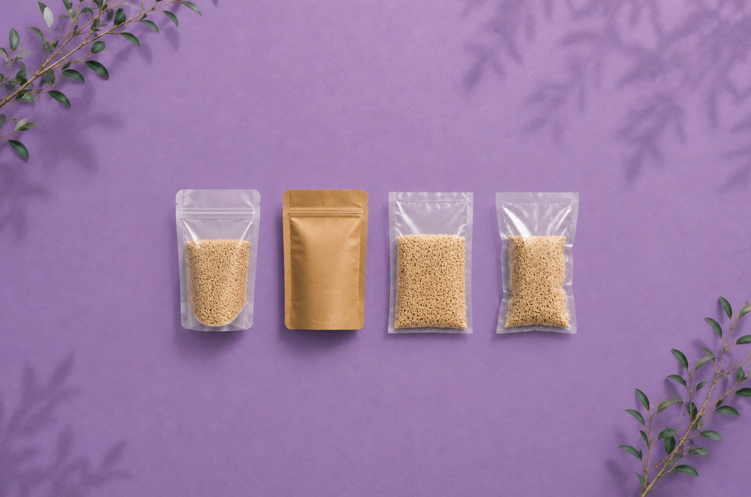 SAMPLE PACK | ALL TYPES | STAND UP POUCH / 3 SIDE SEAL / VACUUM BAG | Certified AS5810 Home Compostable Film